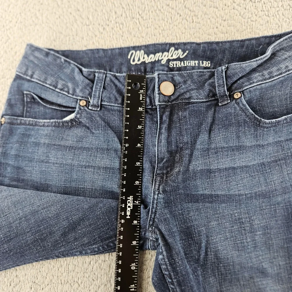Wrangler Jeans‎ Womens 12 Blue Mid Rise Straight Leg Dark Wash Stretch Denim